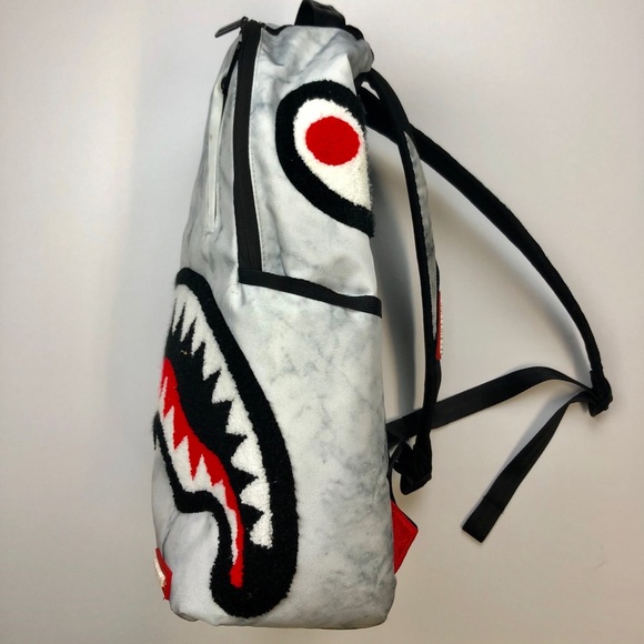 Sprayground White Marble Shark Backpack 